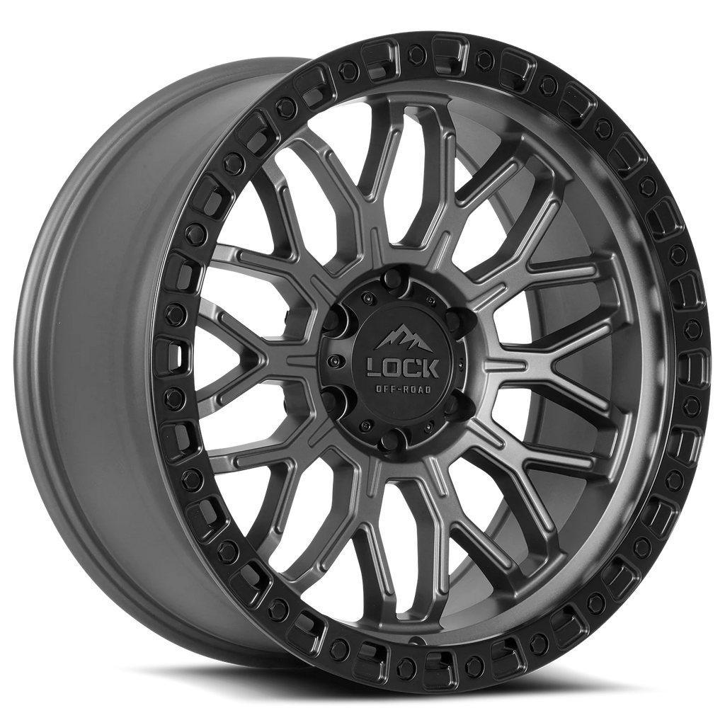 Lock Off-Road Combat Wheel 17x9 6x139.7 -12mm M. Grey w/ M. Black Ring