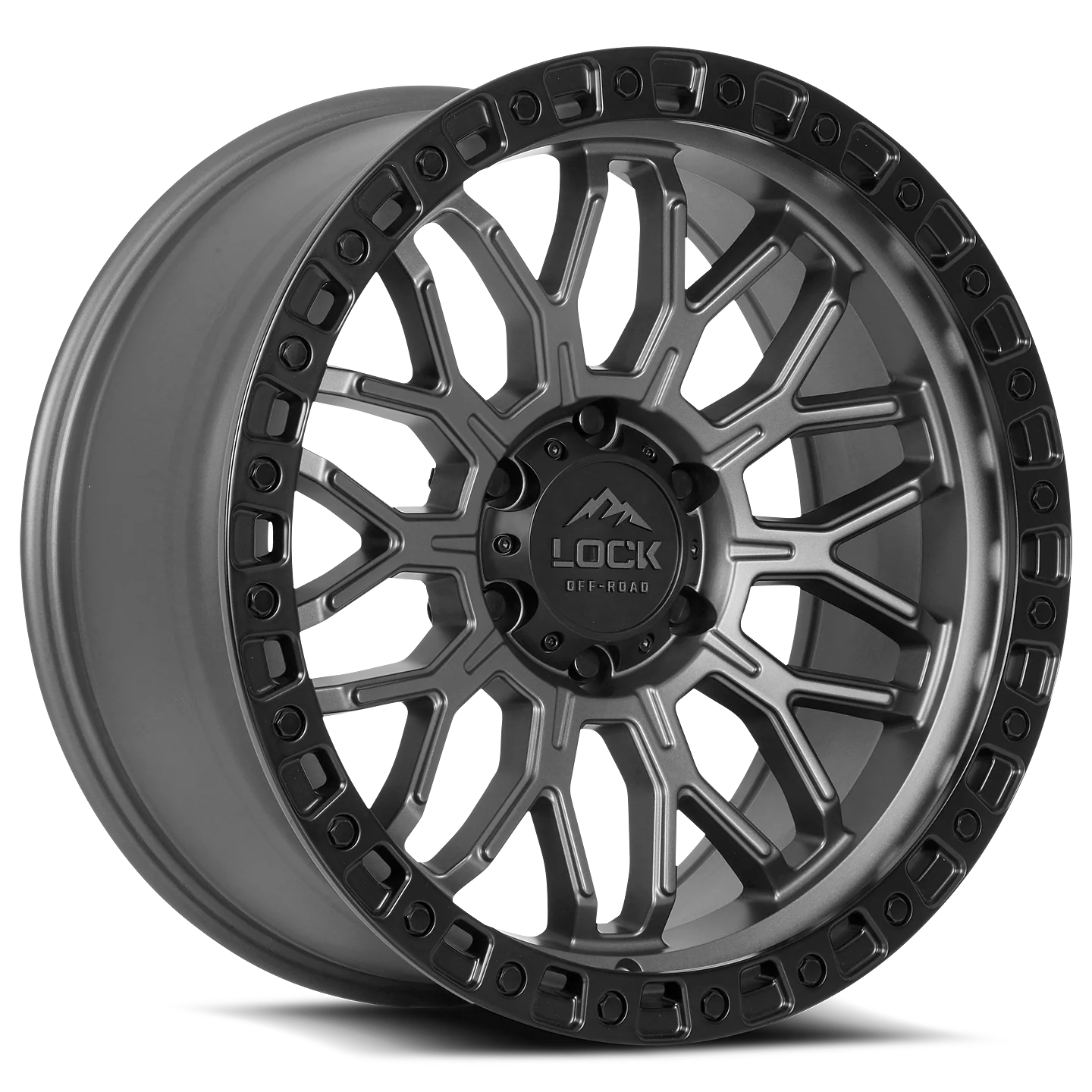 Lock Off-Road Combat Wheel 17x9 6x139.7 -12mm M. Grey w/ M. Black Ring